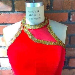 Red Stretch Polyester Salsa Costume Adult Medium